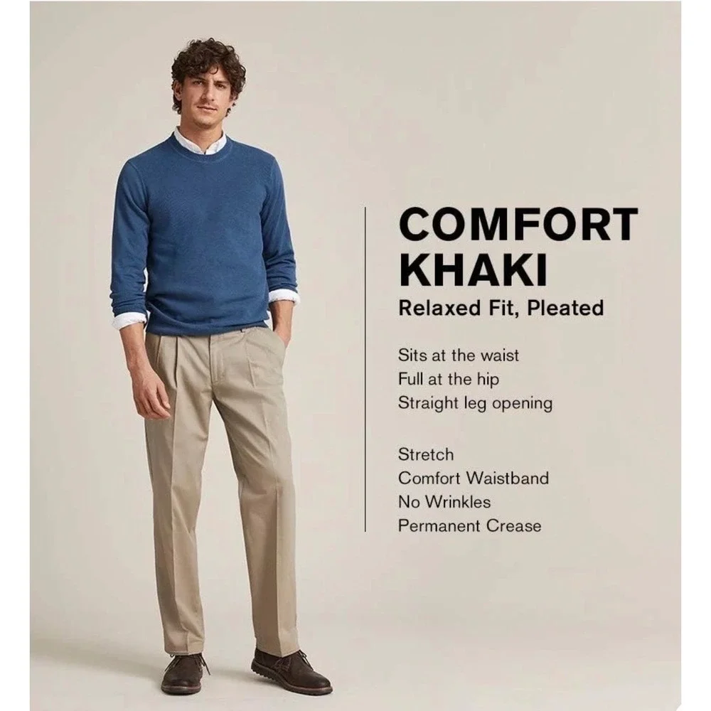 Dockers Comfort‎ Mens 40x30(actual 39x29) relaxed Pleated Stretch Pants  gray